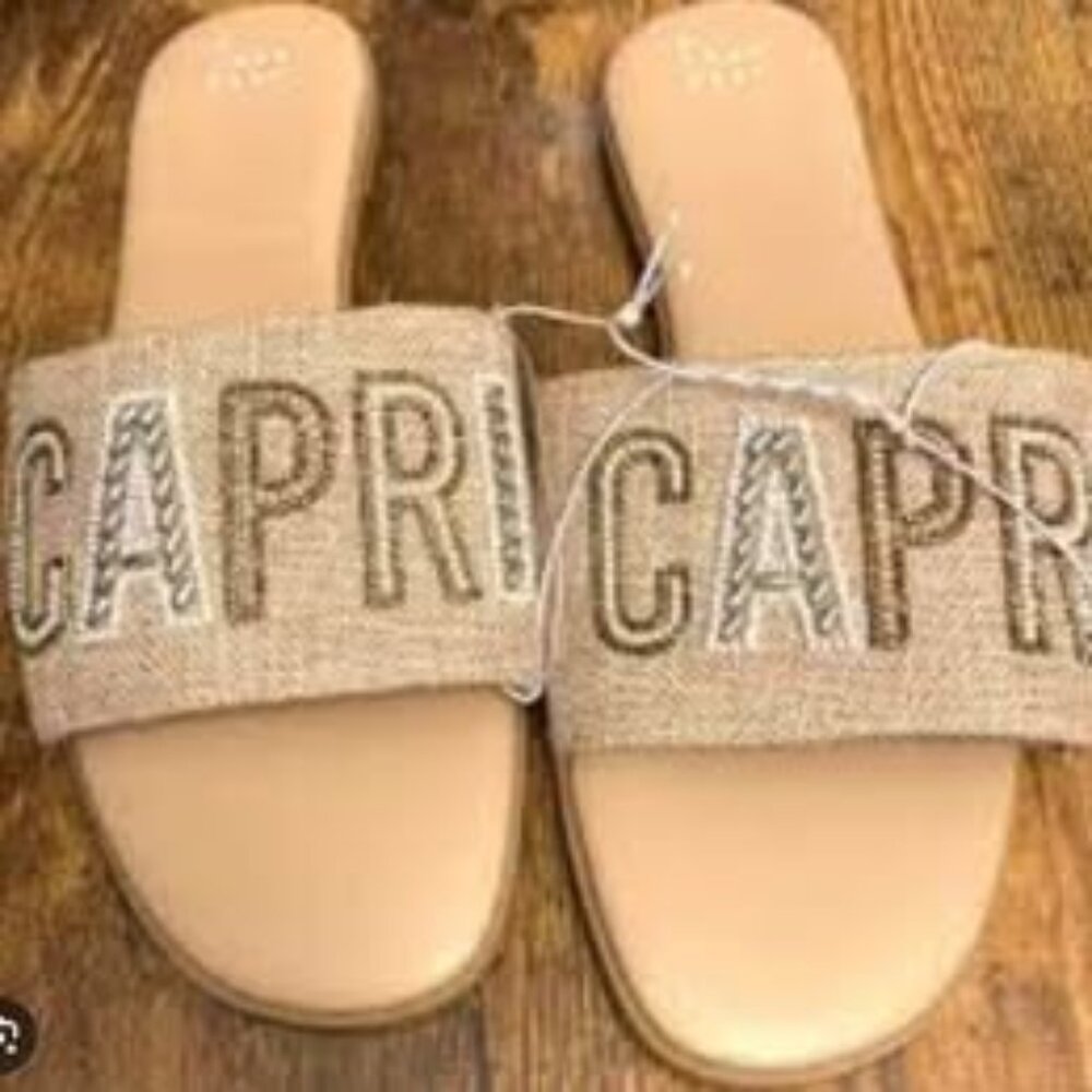 Nehemia Beaded Canvas Slide Sandals Size 10